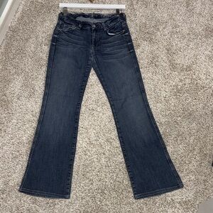 7 For All Mankind Dark Blue Bootcut Jeans Women size 28 Medium Wash Low Rise